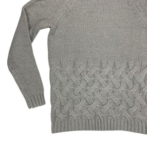 Simply Vera Vera Wang Fisherman Sweater Women S Gray Chunky Cable Knit Mockneck - Picture 4 of 16